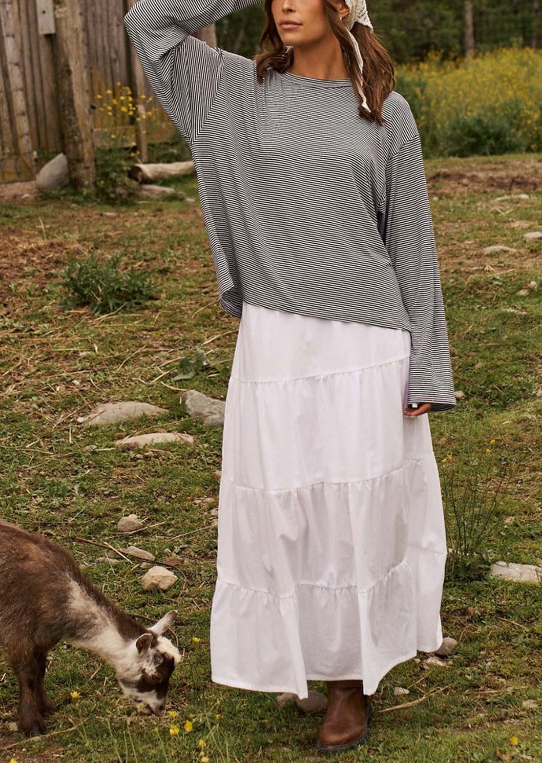 Daily Story Women's Anaé Long Sleeve White/Navy