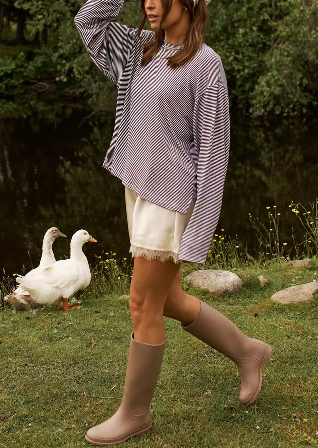 Daily Story Women's Anaé Long Sleeve White/Navy