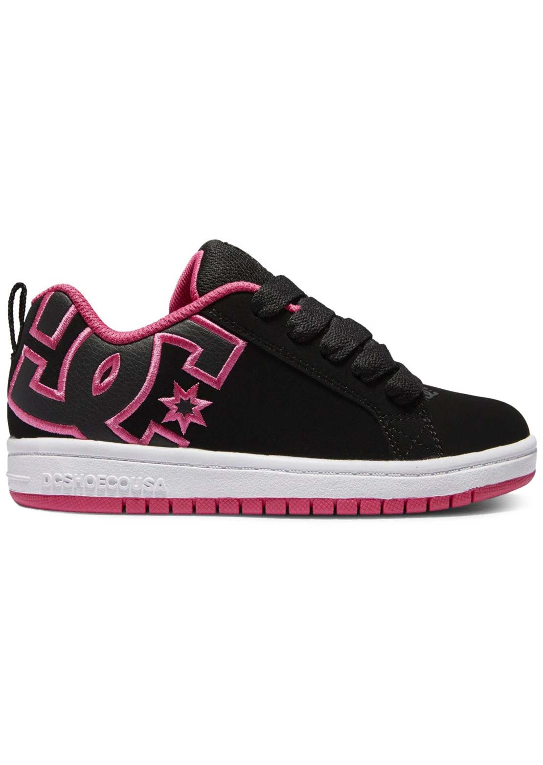 DC Junior Court Graffik Skate Shoes Black/Stencil Pink