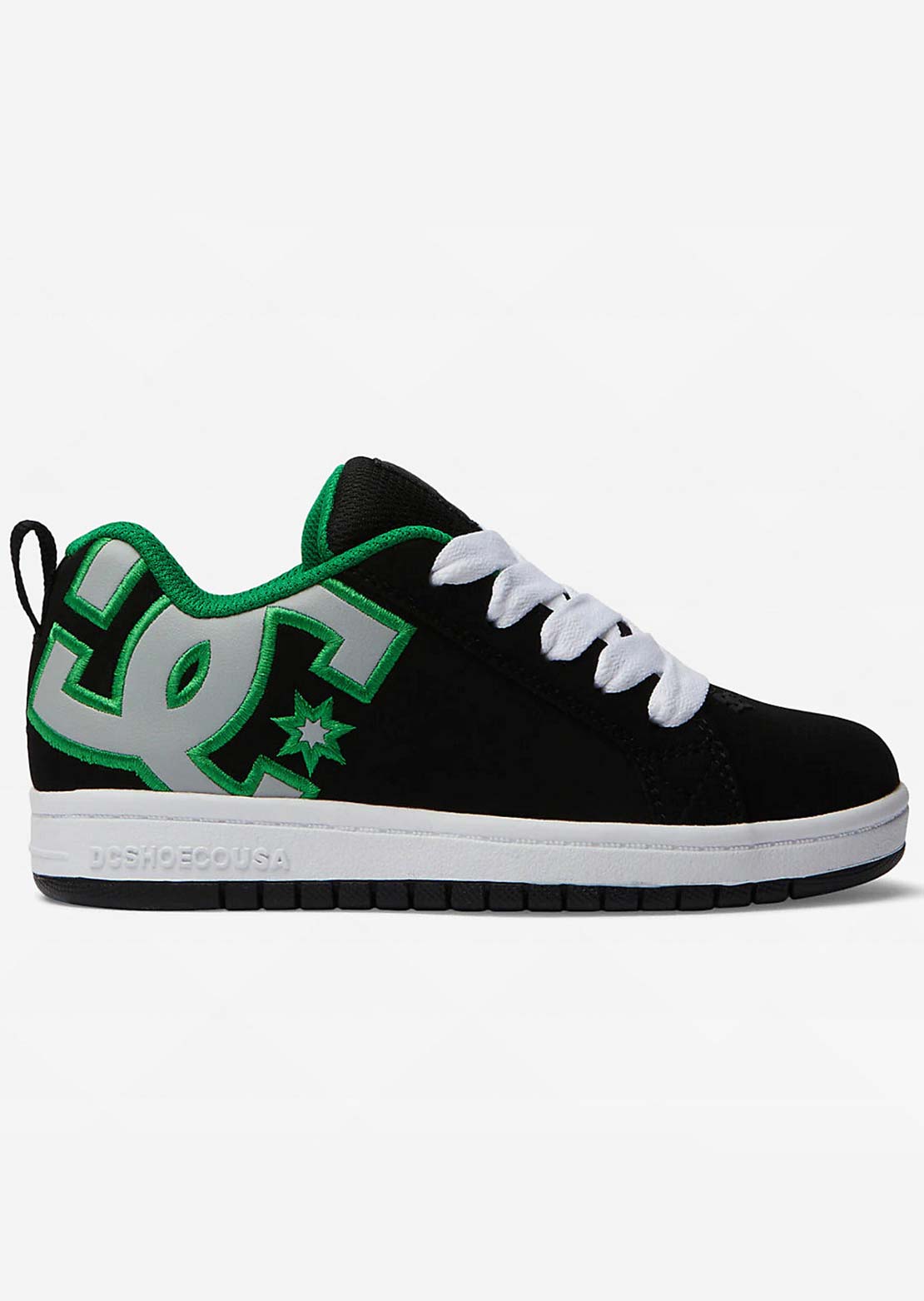 DC Junior Court Graffik Skate Shoes Black/Kelly Green
