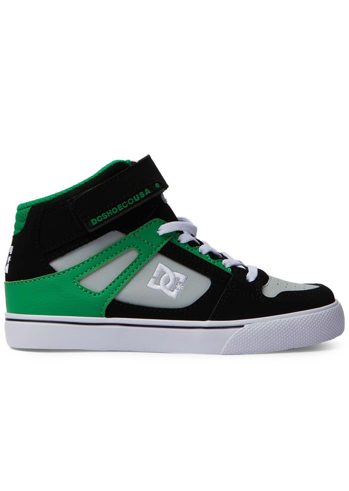 DC Junior Pure High-Top EV Skate Shoes Black/Kelly Green