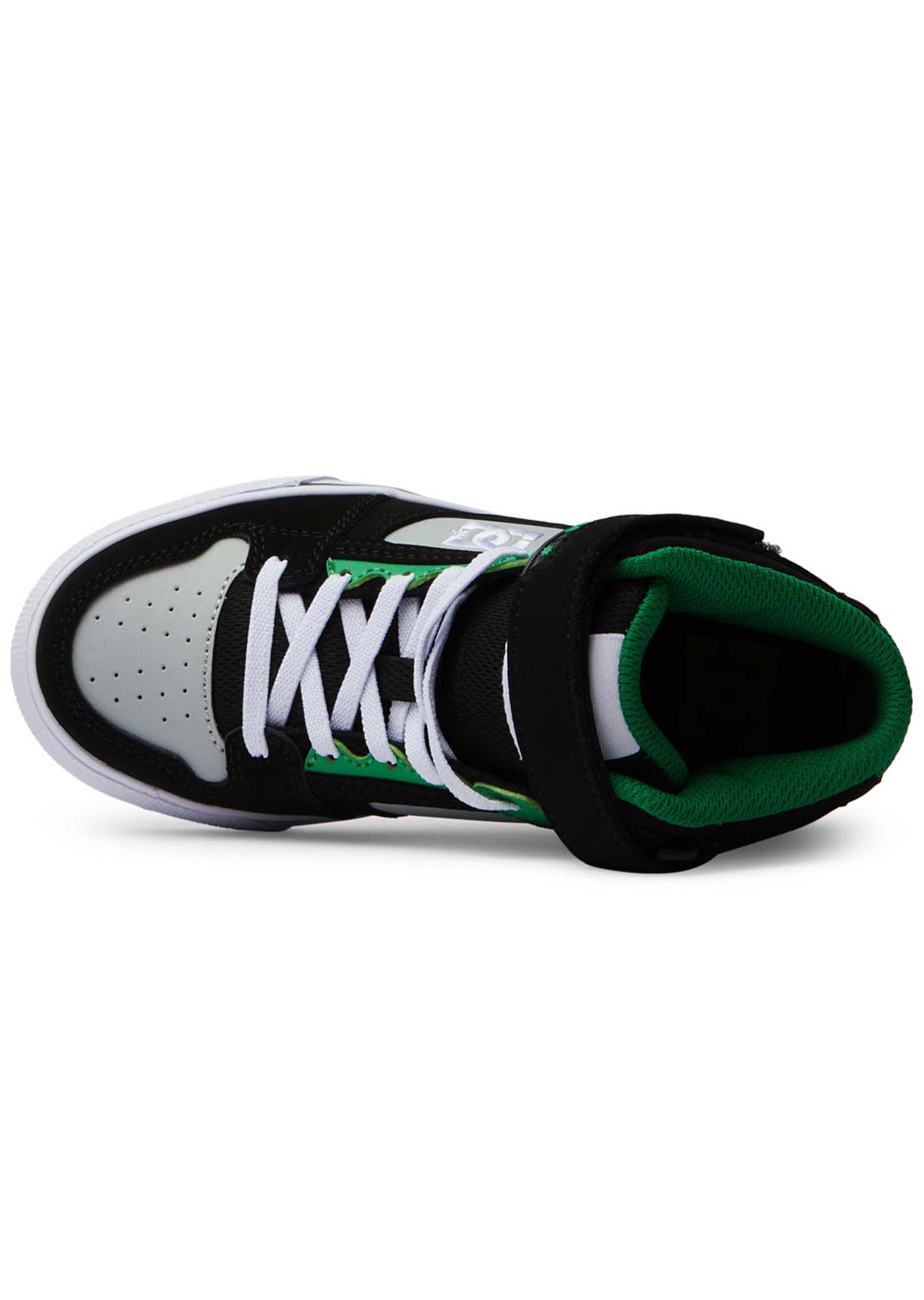 DC Junior Pure High-Top EV Skate Shoes Black/Kelly Green