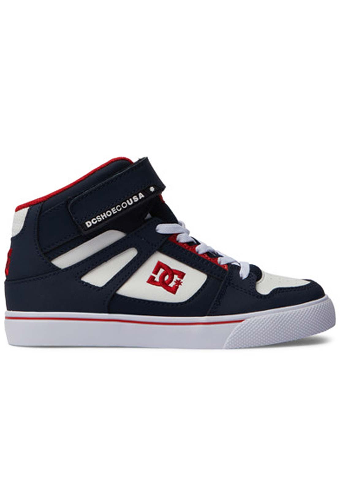 DC Junior Pure High-Top EV Skate Shoes Navy/Ath Red