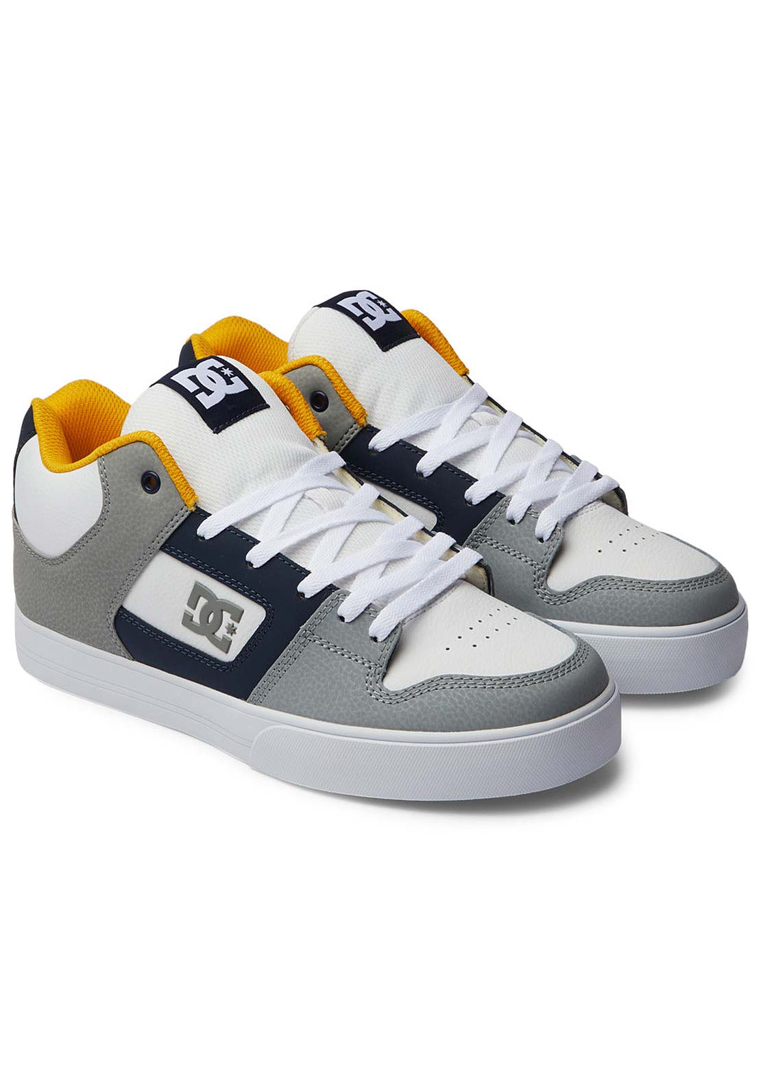 DC Men's Pure Mid Skate Shoes White/Grey/Orange