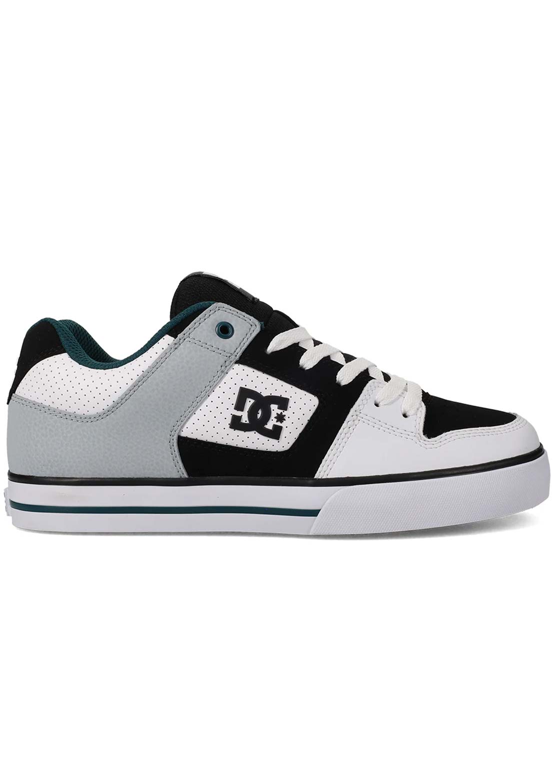 DC Men's Pure Skate Shoes White/Black/Teal