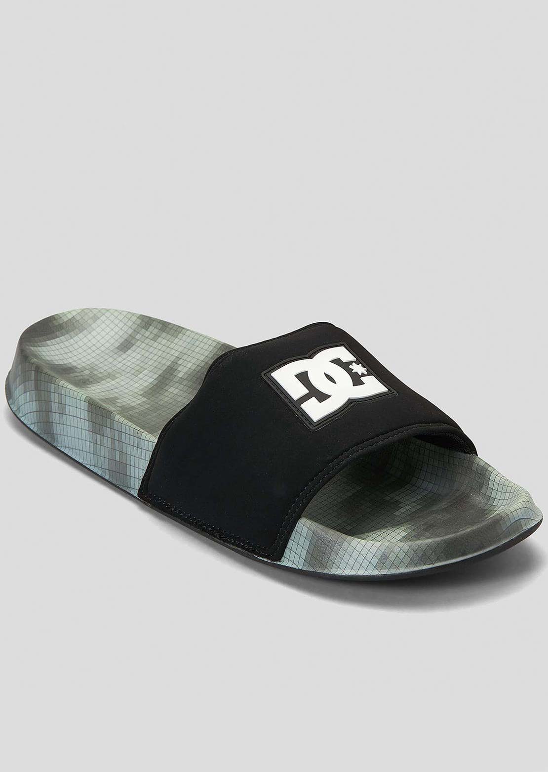 DC Men&#39;s Slides Black/Green Print
