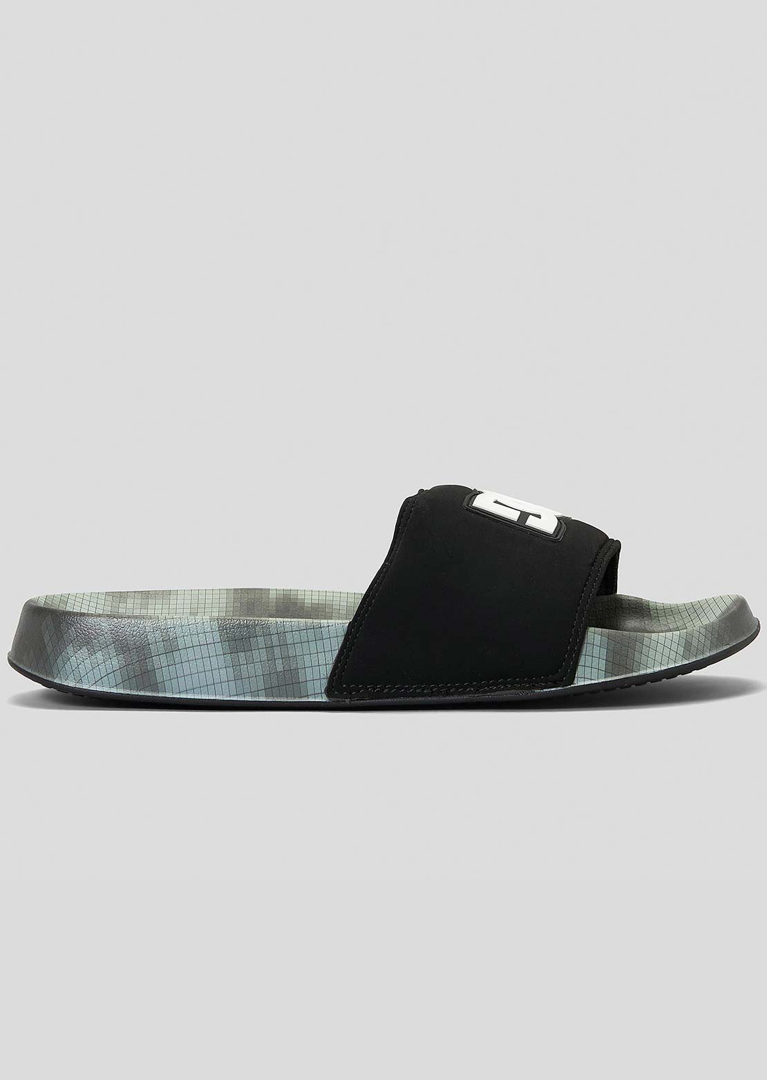 DC Men&#39;s Slides Black/Green Print