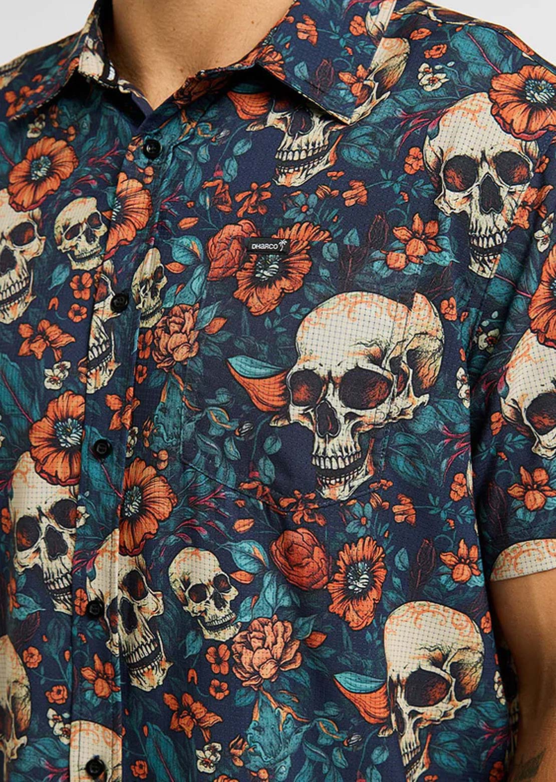 DHaRCO Men's Tech Party Button Up Shirt Skullduggery