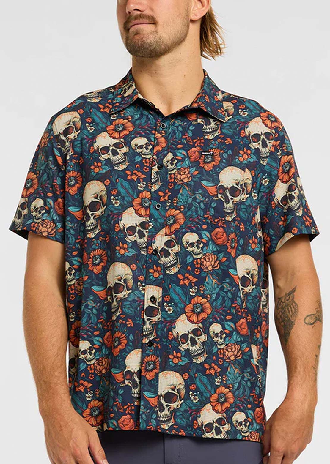 DHaRCO Men's Tech Party Button Up Shirt Skullduggery