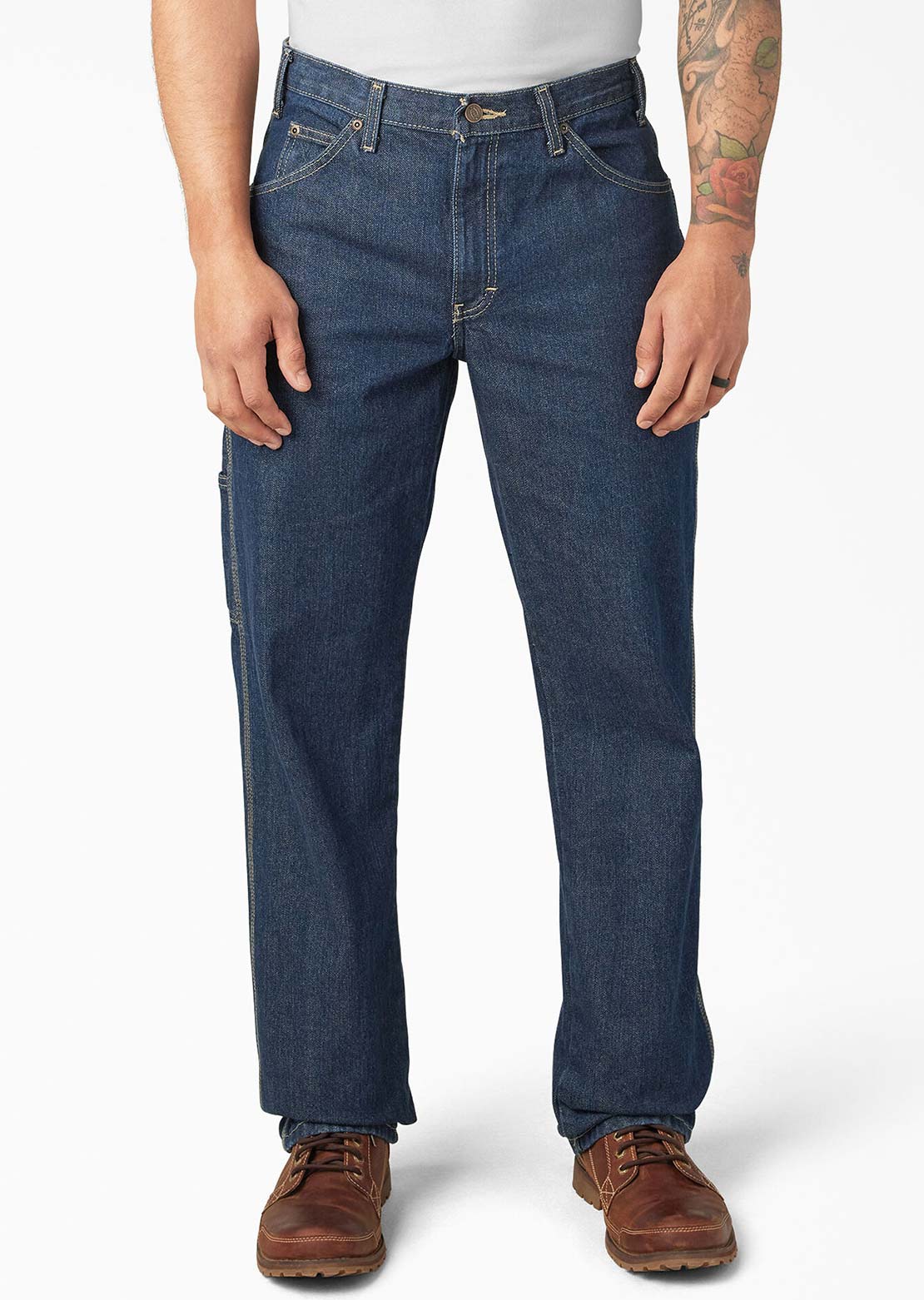 Dickies Men's Relaxed Utility Denim Jeans Rinsed Indigo Blue