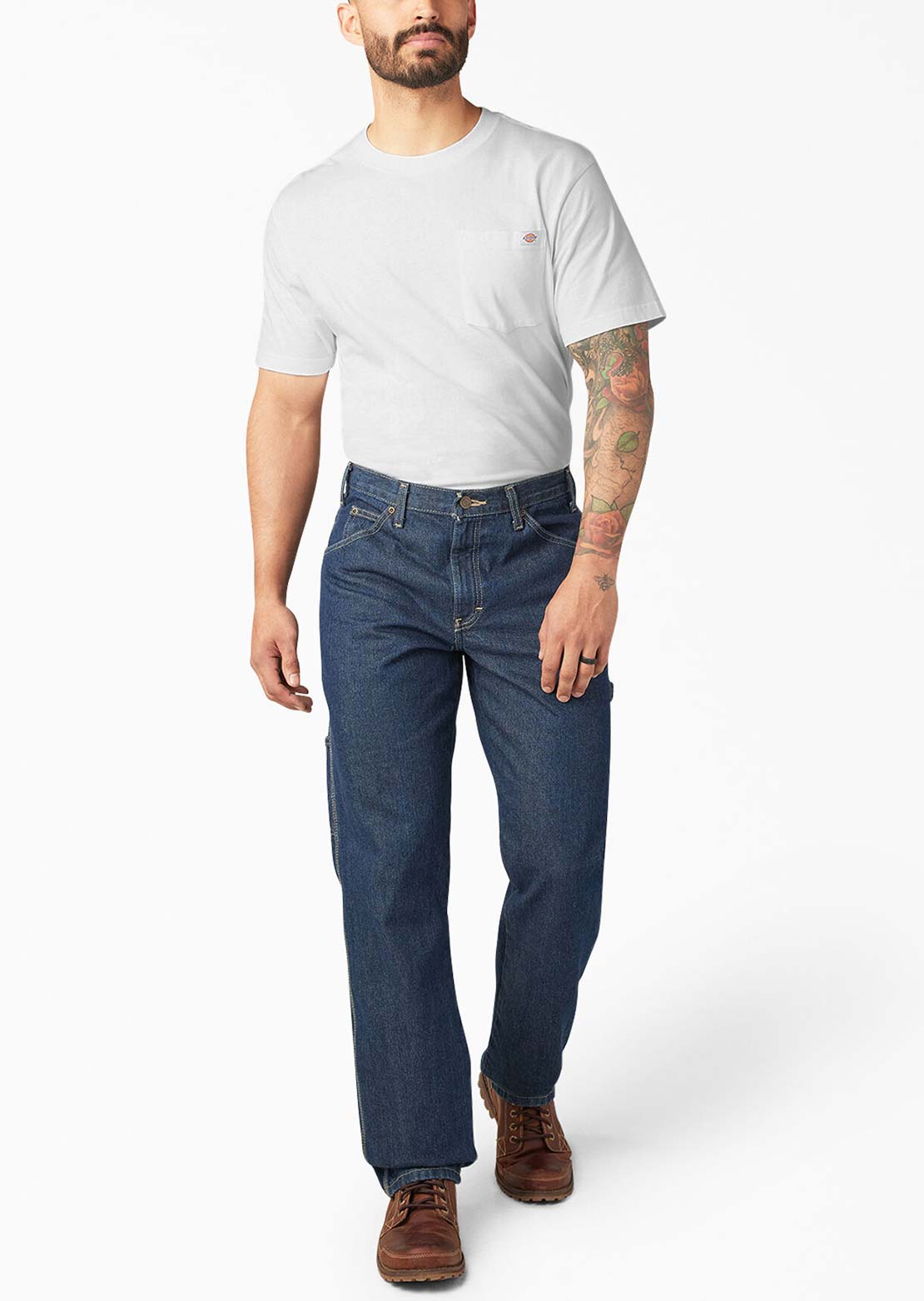 Dickies Men's Relaxed Utility Denim Jeans Rinsed Indigo Blue