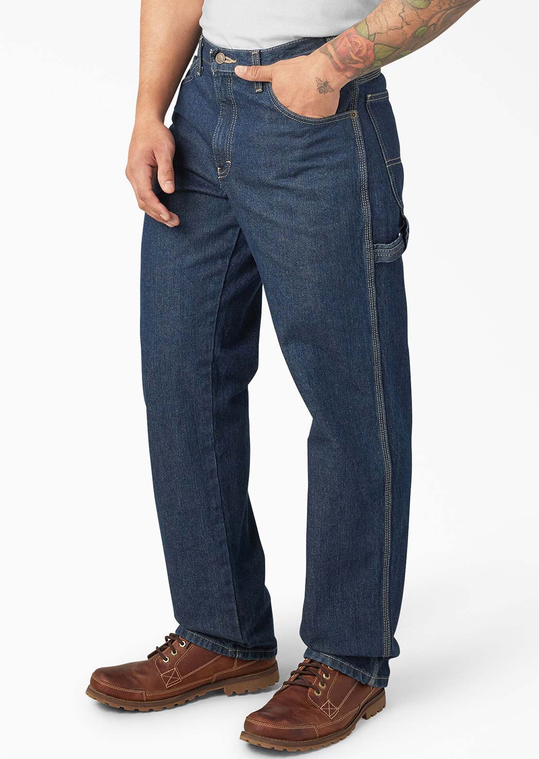 Dickies Men's Relaxed Utility Denim Jeans Rinsed Indigo Blue