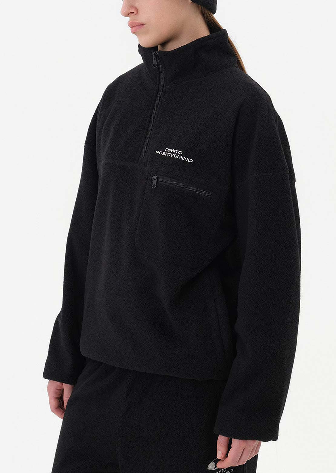 Dimito Unisex 25 Fleece Half Zip Black