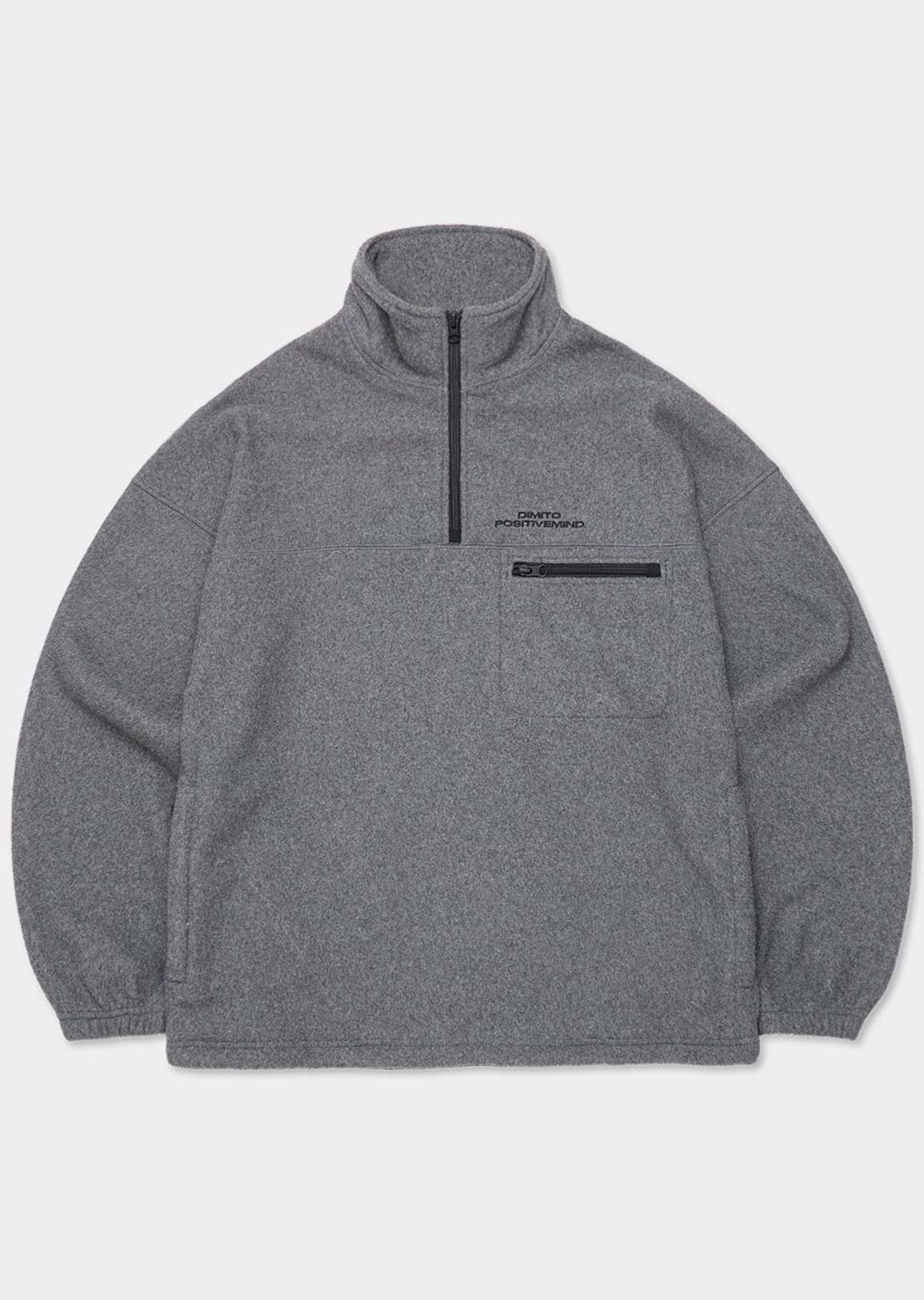 Dimito Unisex 25 Fleece Half Zip Heather Grey