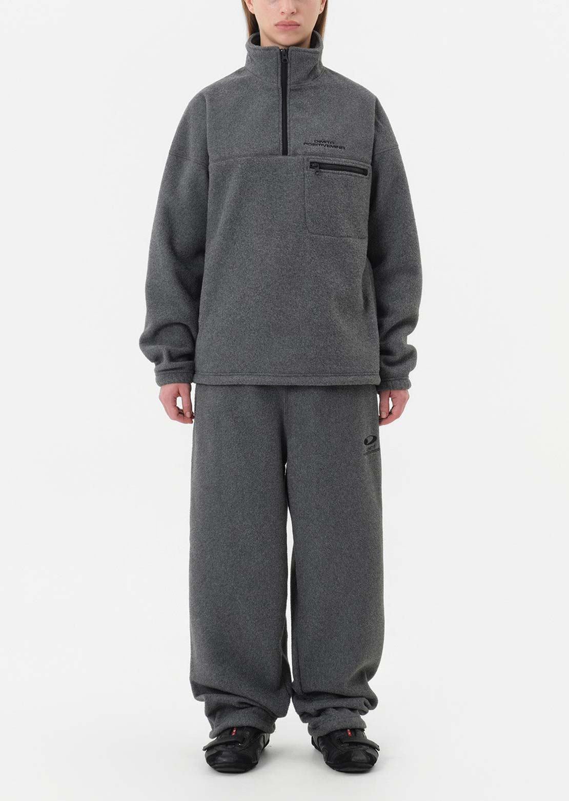 Dimito Unisex 25 Fleece Half Zip Heather Grey