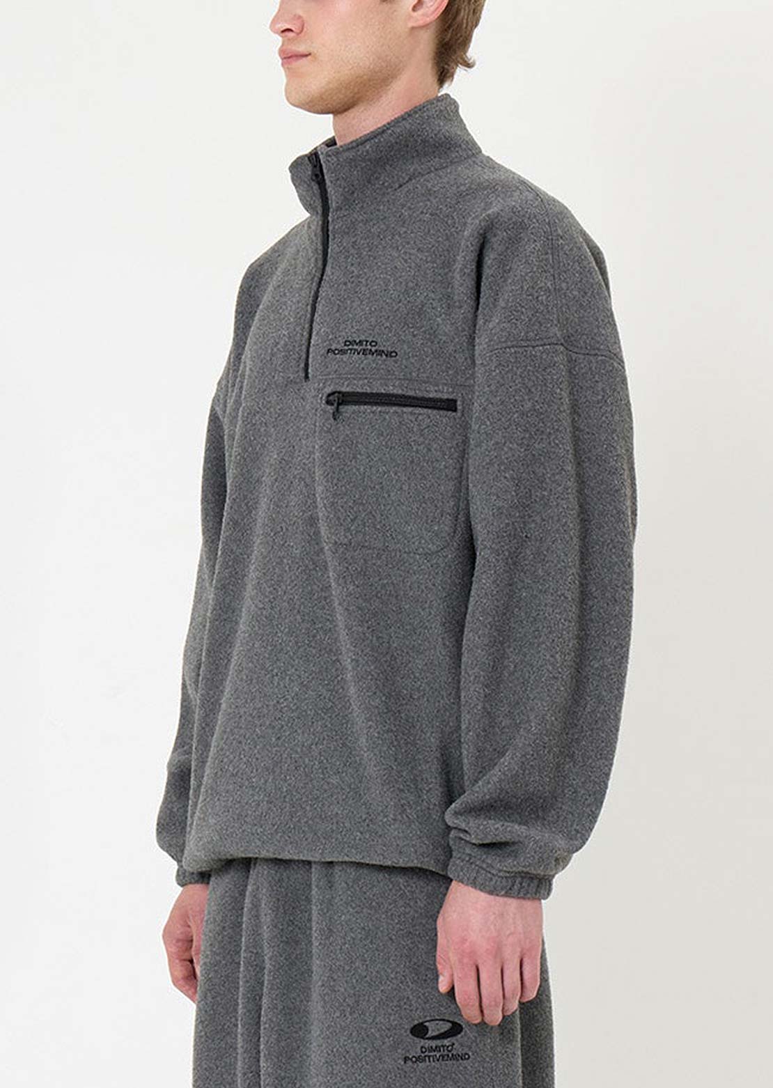 Dimito Unisex 25 Fleece Half Zip Heather Grey