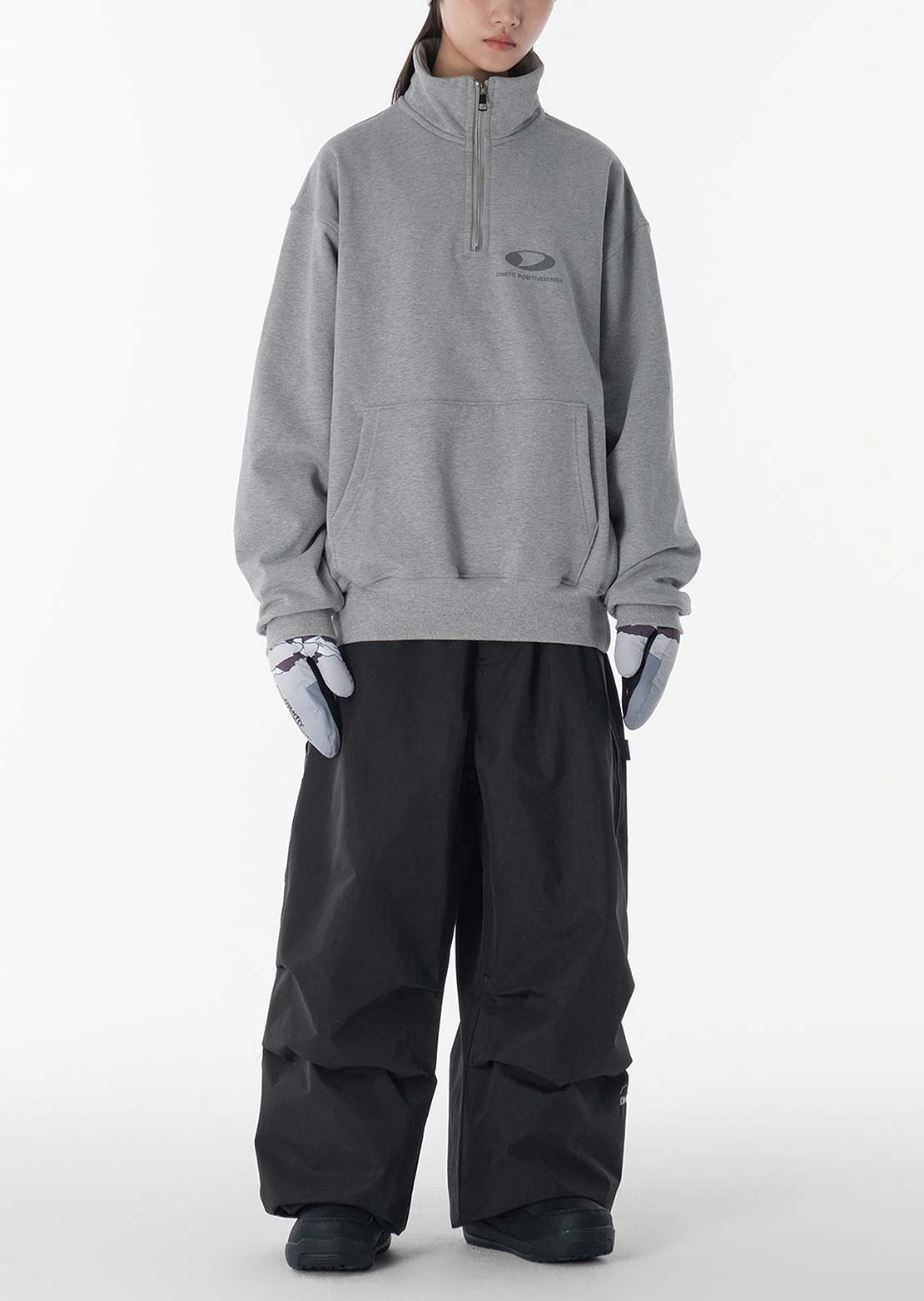 Dimito Unisex Carpenter Wide Pants Fade Black
