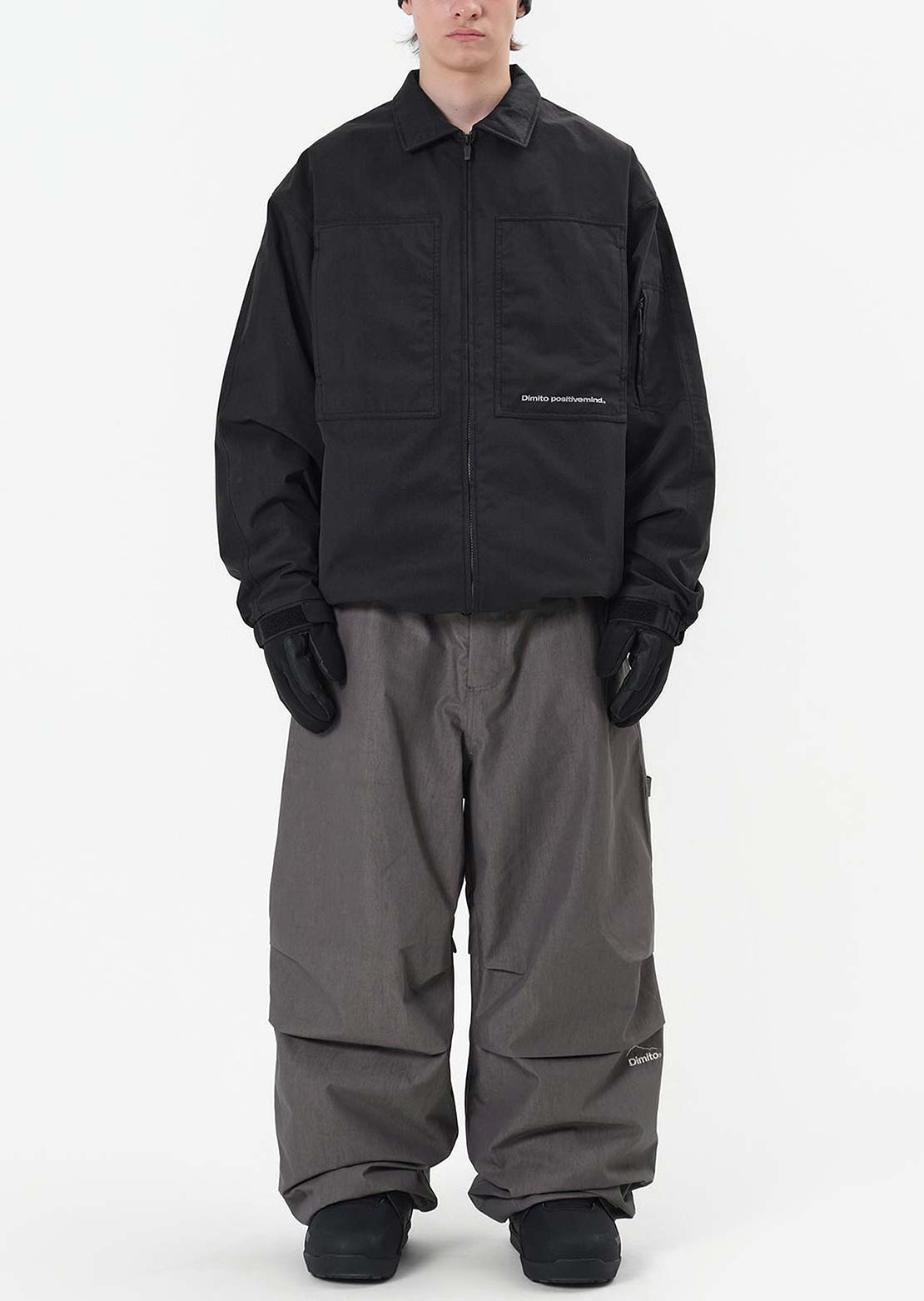 Dimito Unisex Carpenter Wide Pants Fade Grey