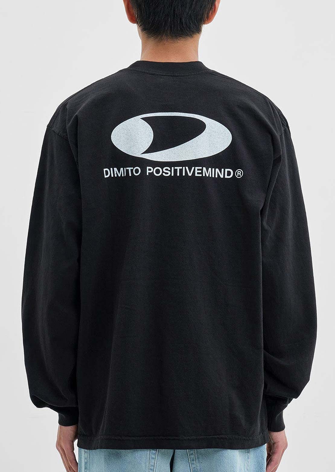 Dimito Unisex Circle Big Logo Pocket LSV GD 6.5oz Long Sleeve Black