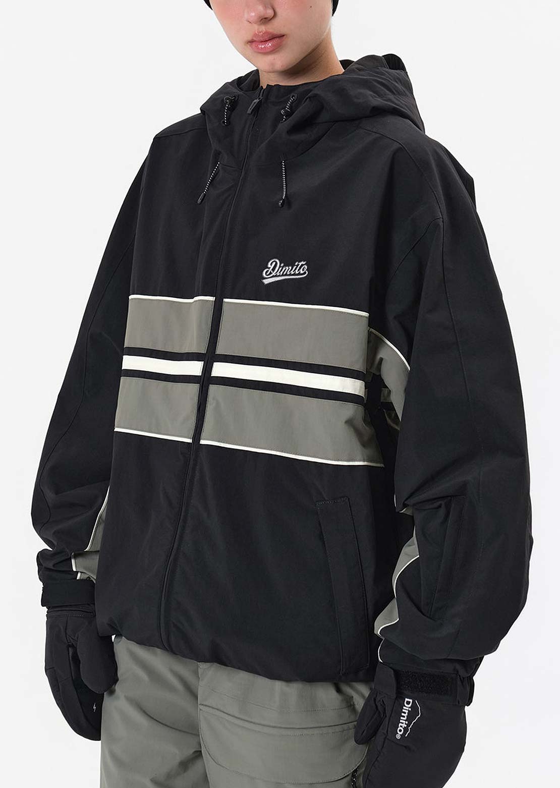 Dimito Unisex Line Wind Jacket Black