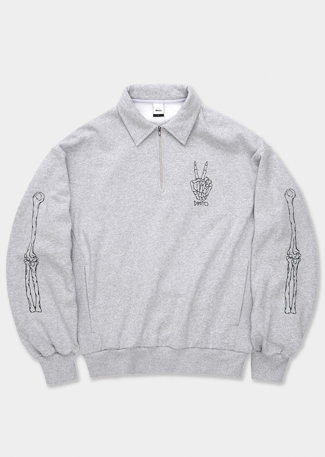 Dimito Unisex Polo Half Zip Sweatshirt Heather Grey