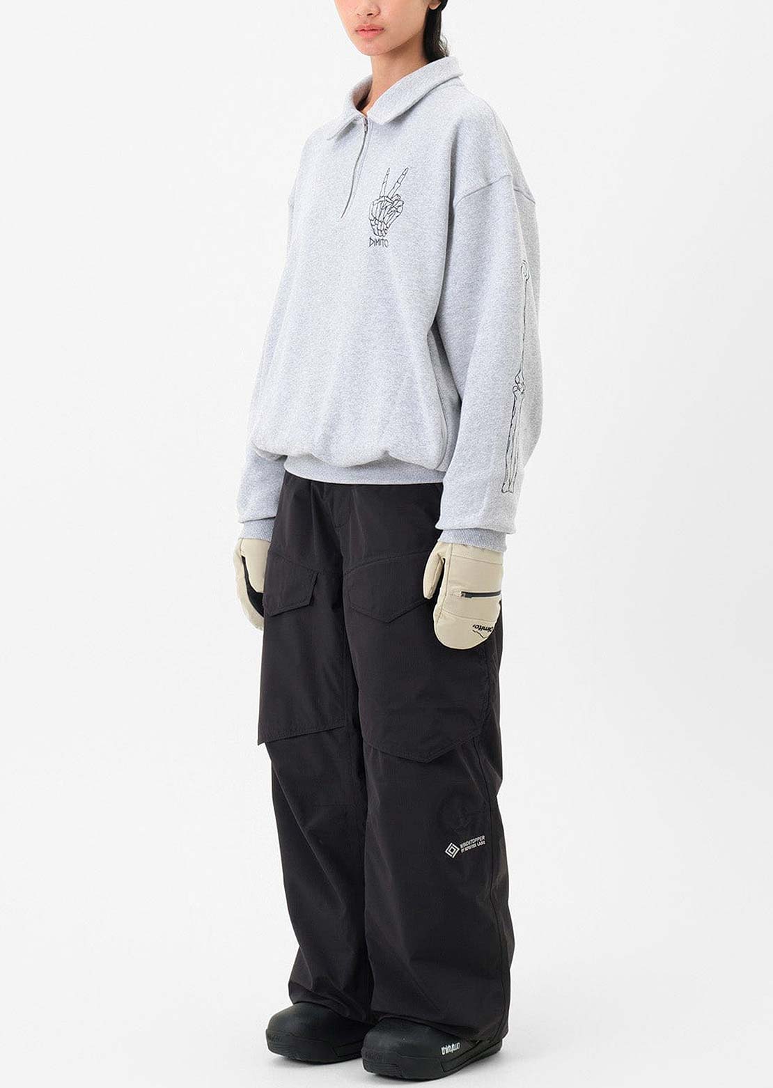 Dimito Unisex Polo Half Zip Sweatshirt Heather Grey