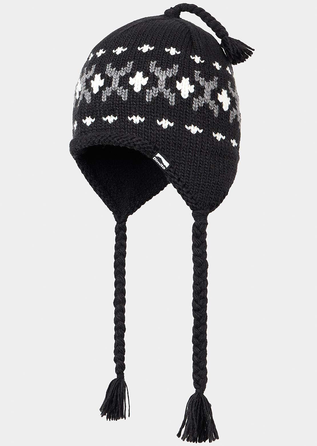 Dimito Unisex Simple Crochet Ear Flap Beanie Black