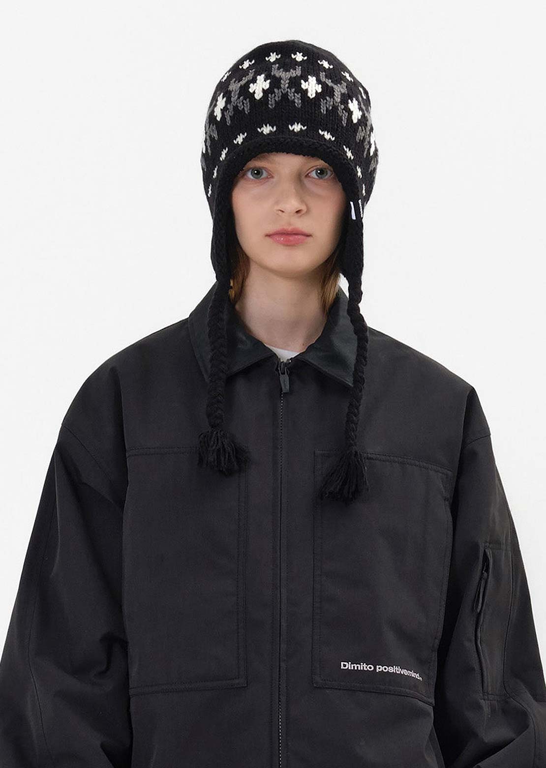 Dimito Unisex Simple Crochet Ear Flap Beanie Black