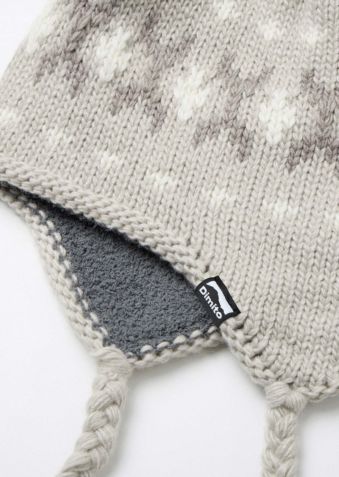 Dimito Unisex Simple Crochet Ear Flap Beanie Grey