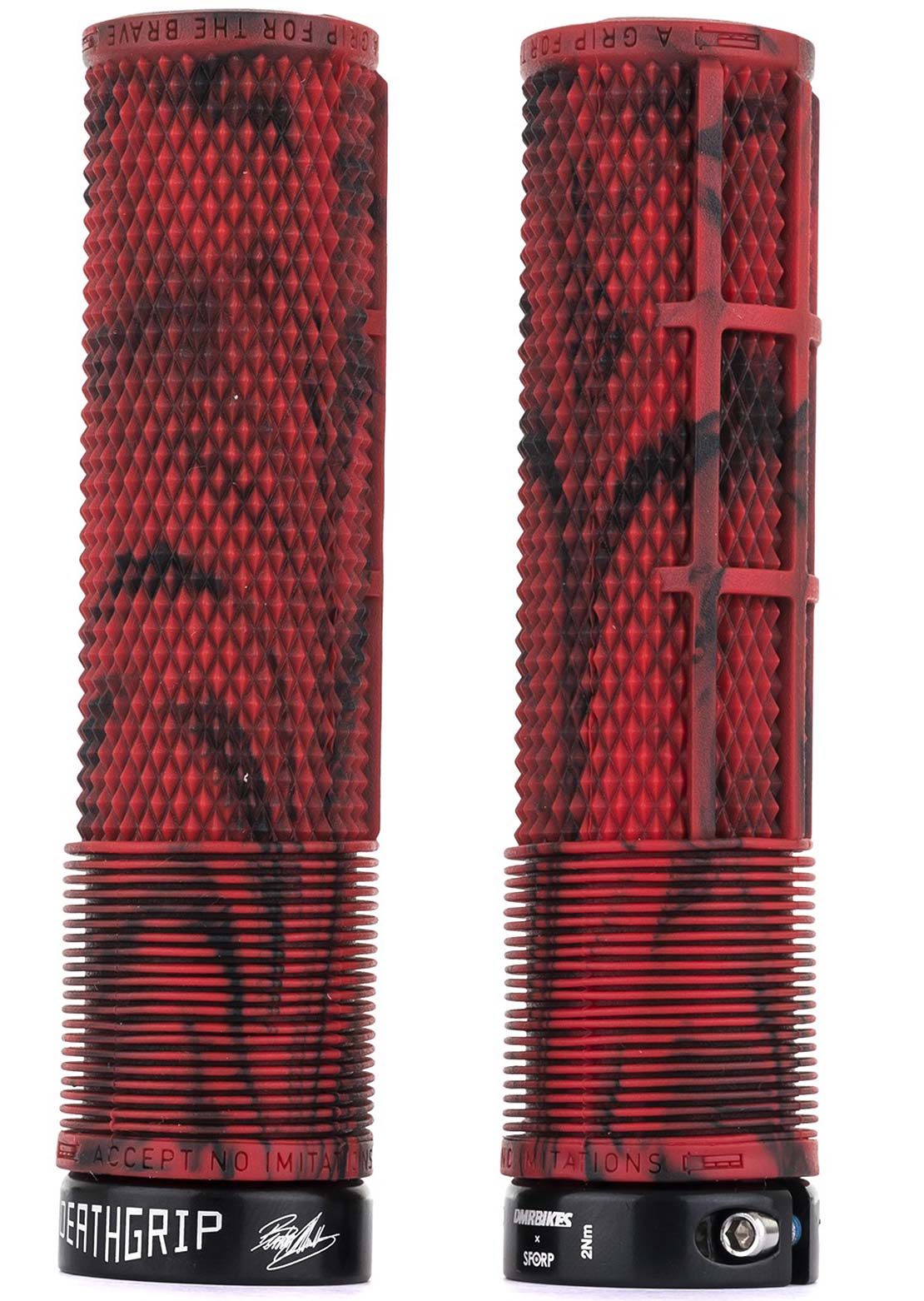 DMR DeathGrip THICK Flangeless Lock-On Mountain Bike Grip Red