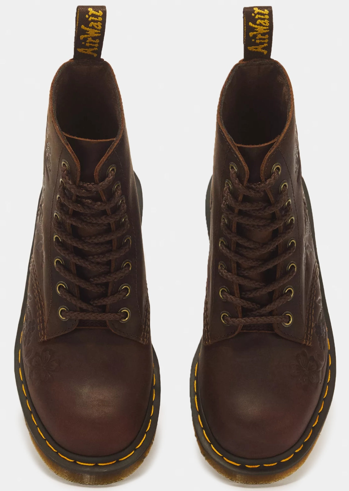 Dr.Martens Women's 1460 Pascal Floral Deboss Boots Dark Brown Ambassador