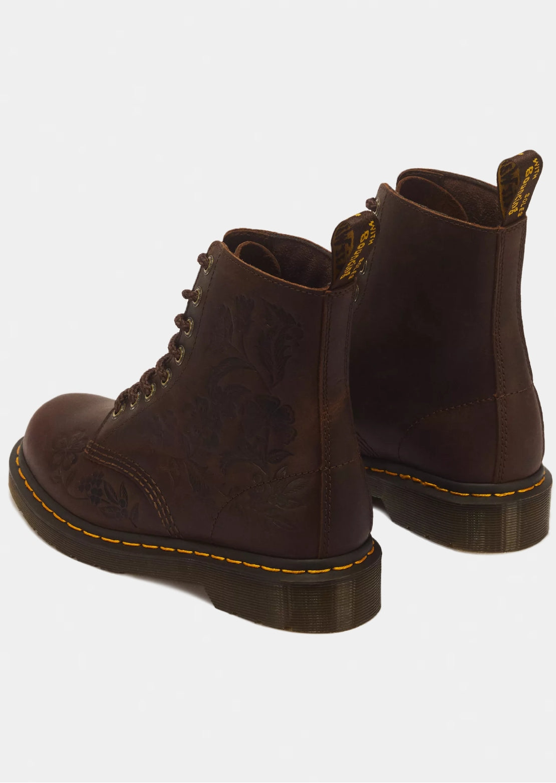 Dr.Martens Women's 1460 Pascal Floral Deboss Boots Dark Brown Ambassador