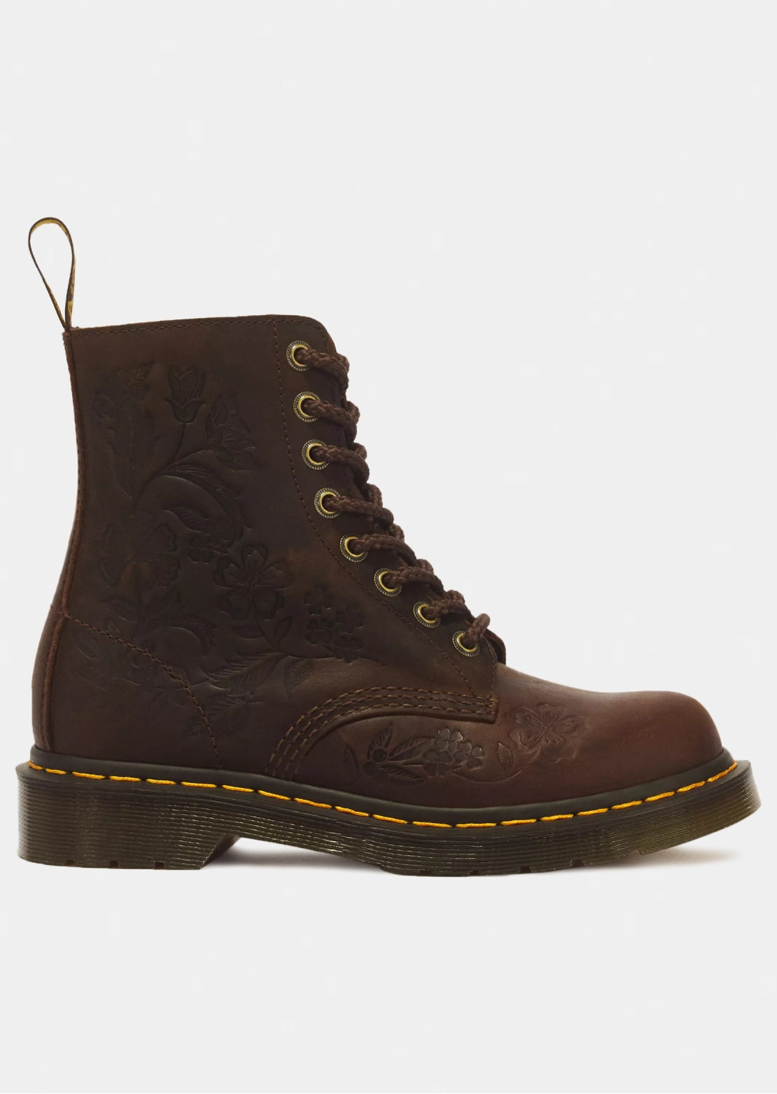 Dr.Martens Women's 1460 Pascal Floral Deboss Boots Dark Brown Ambassador