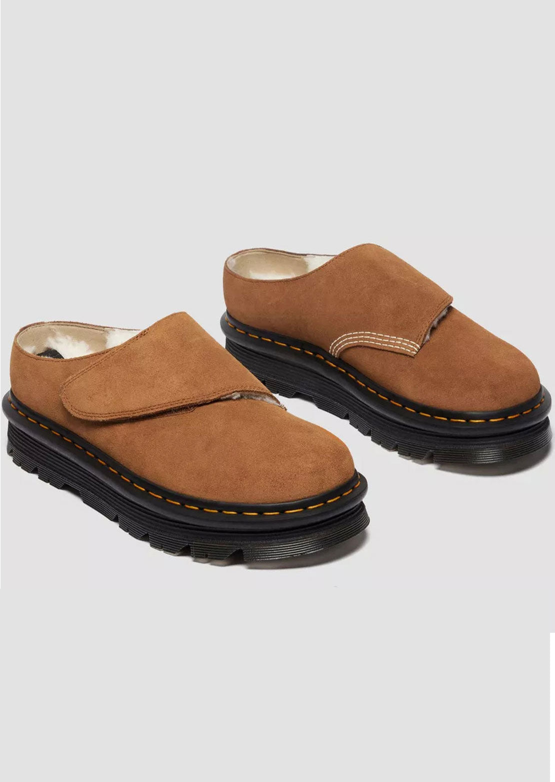 Dr.Martens Women's ZebZag AnyWair WL Bronx Suede Mule Dark Brown