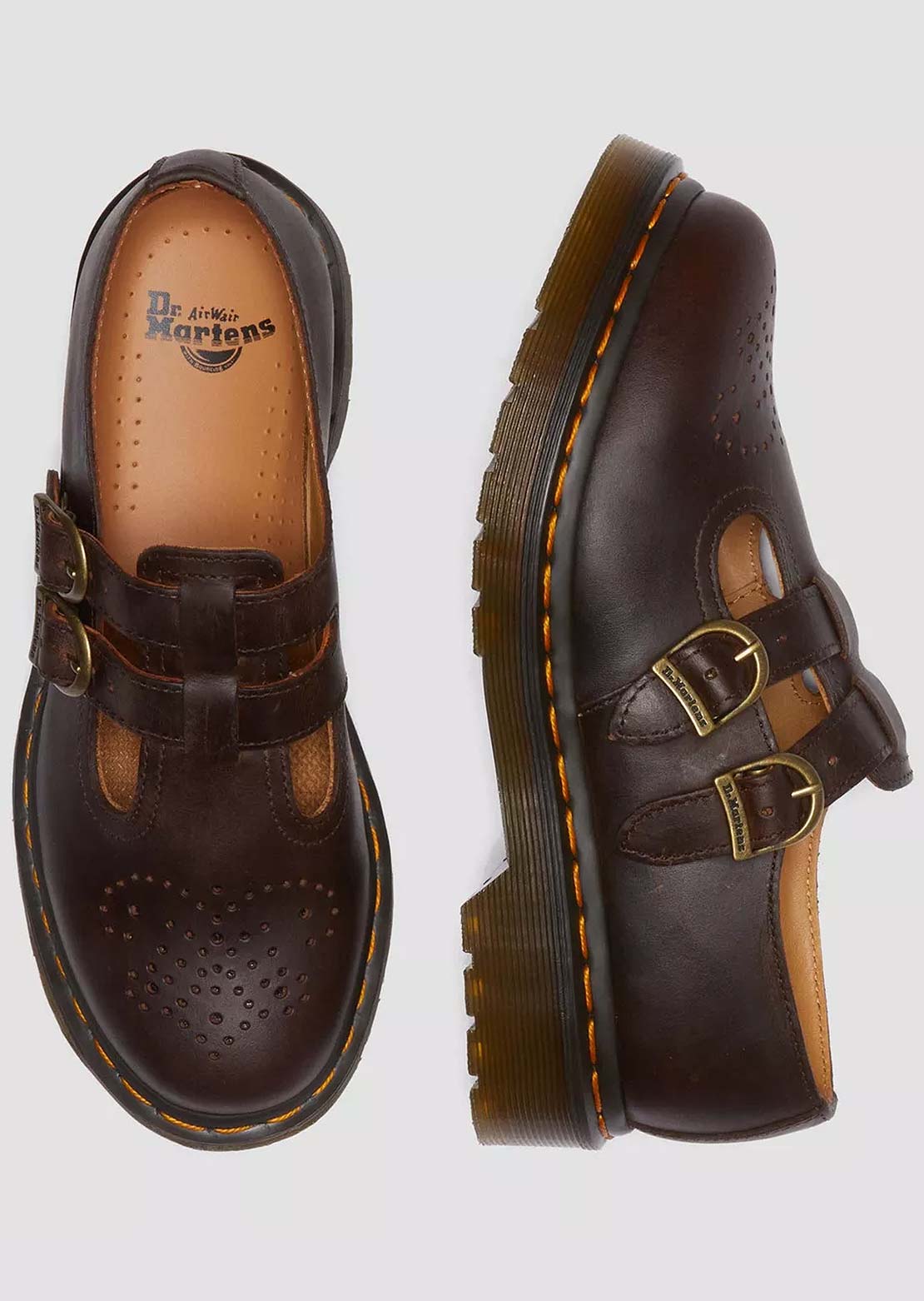 Dr.Martens Women's 8065 Mary Jane Shoes Dark Brown Crazy Horse