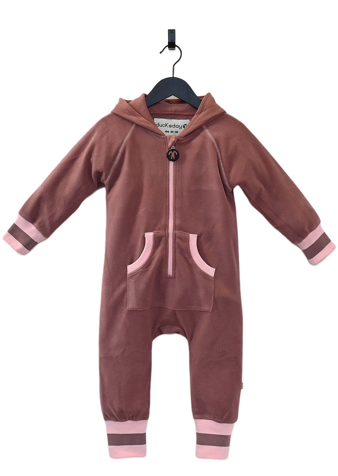 Ducksday Junior Fleece Onesie Dark Rose/Pink
