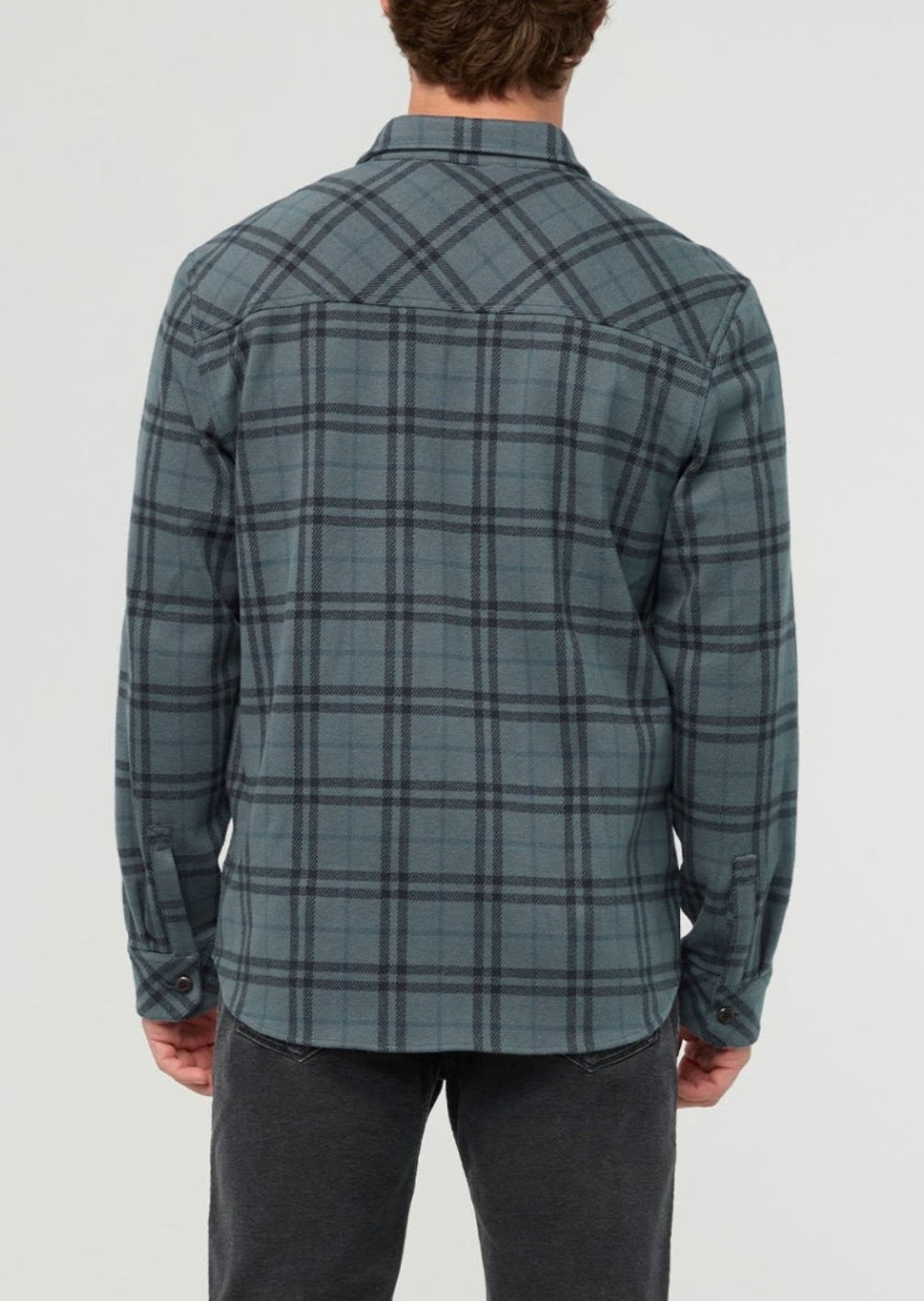 DUER Men's Performance Flannel Button Up Shirt Marine Plaid