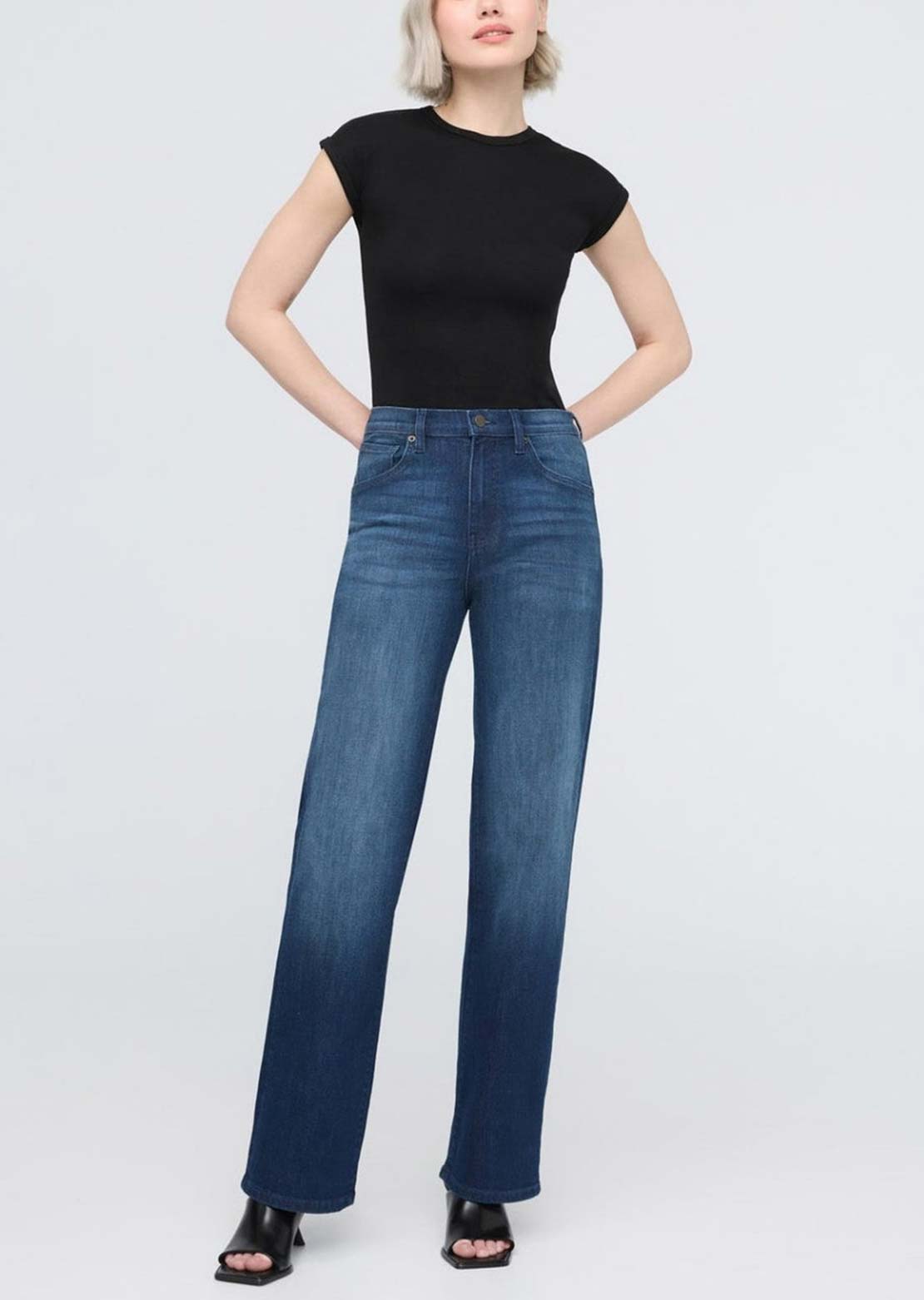 DUER Women's Performance Denim+ High Rise Straight Pants Moonlight