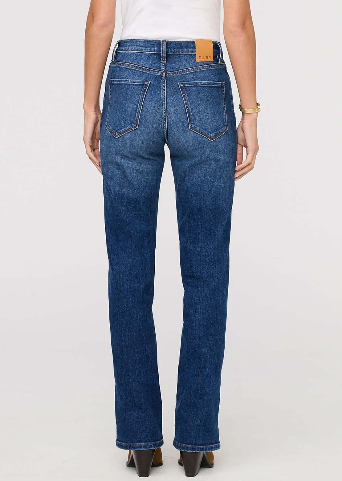 DUER Women's Performance Denim+ High Rise Straight Pants Blue Maize