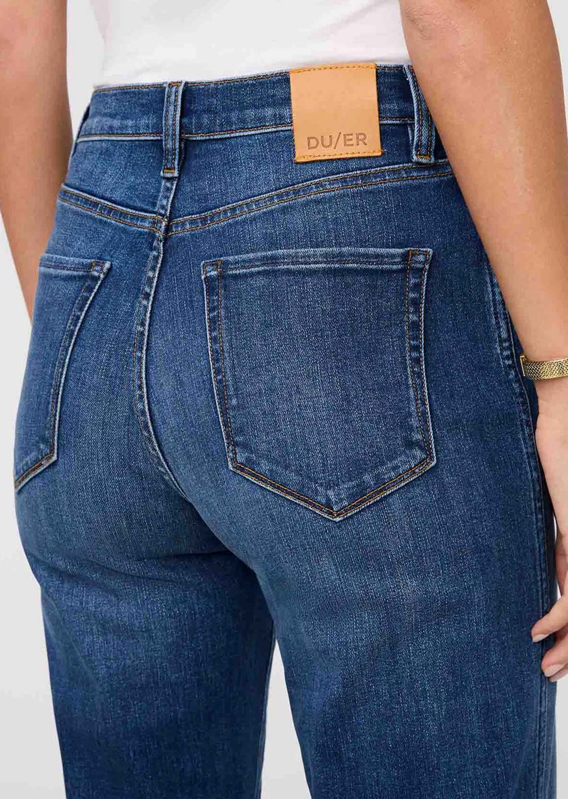 DUER Women's Performance Denim+ High Rise Straight Pants Blue Maize