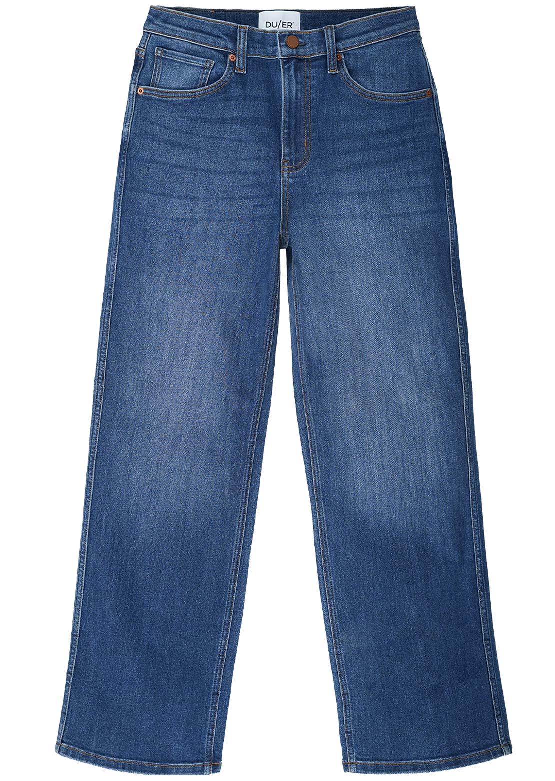 DUER Women's Performance Denim+ High Rise Straight Pants Blue Maize