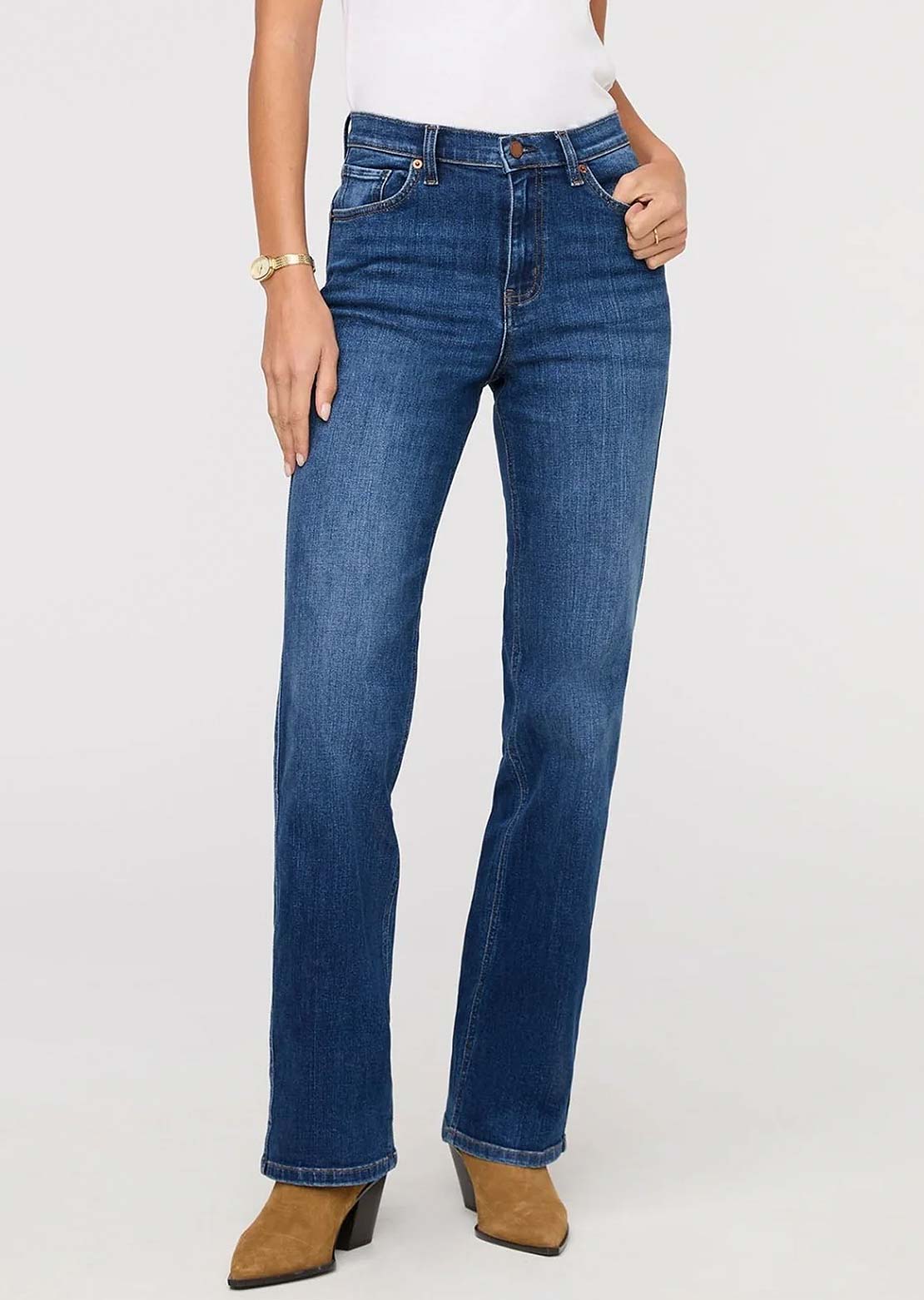 DUER Women's Performance Denim+ High Rise Straight Pants Blue Maize