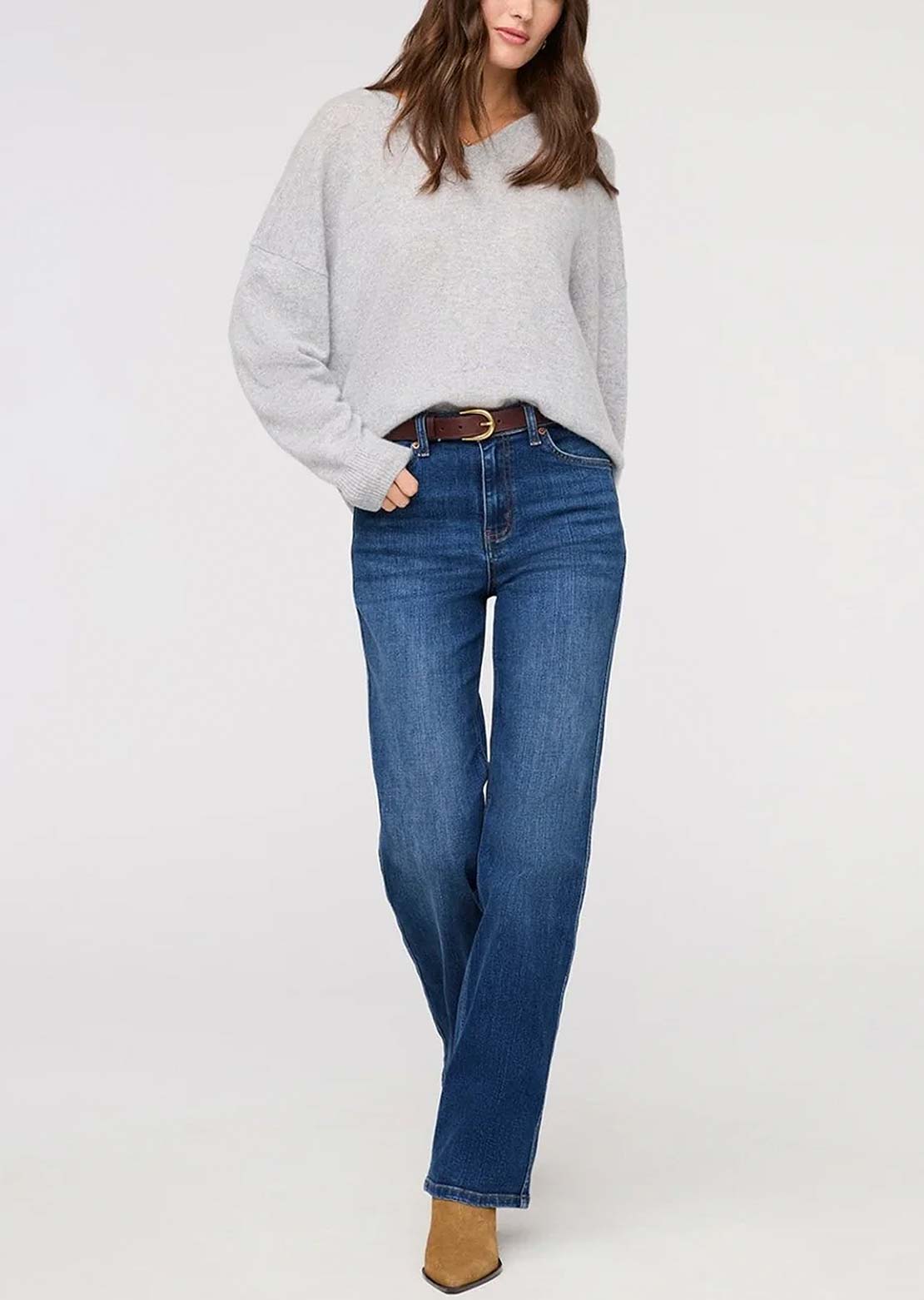 DUER Women's Performance Denim+ High Rise Straight Pants Blue Maize