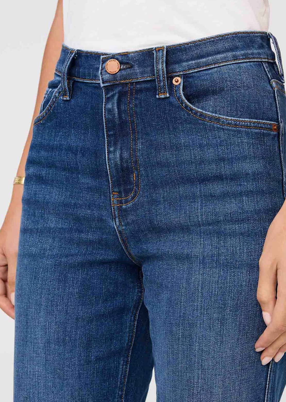 DUER Women's Performance Denim+ High Rise Straight Pants Blue Maize
