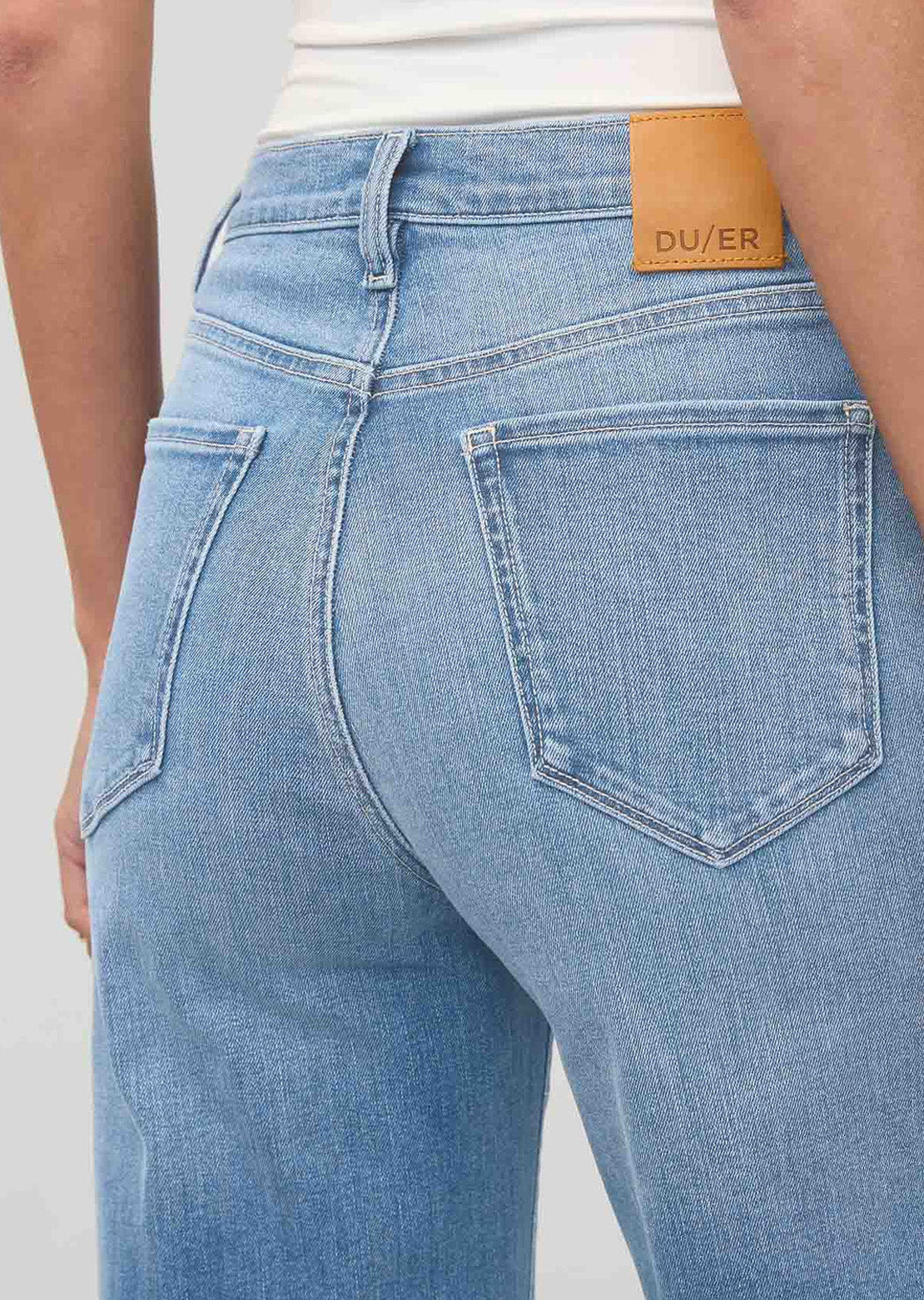 DUER Women's Performance Denim+ High Rise Wide Leg Pants Vintage Seaside