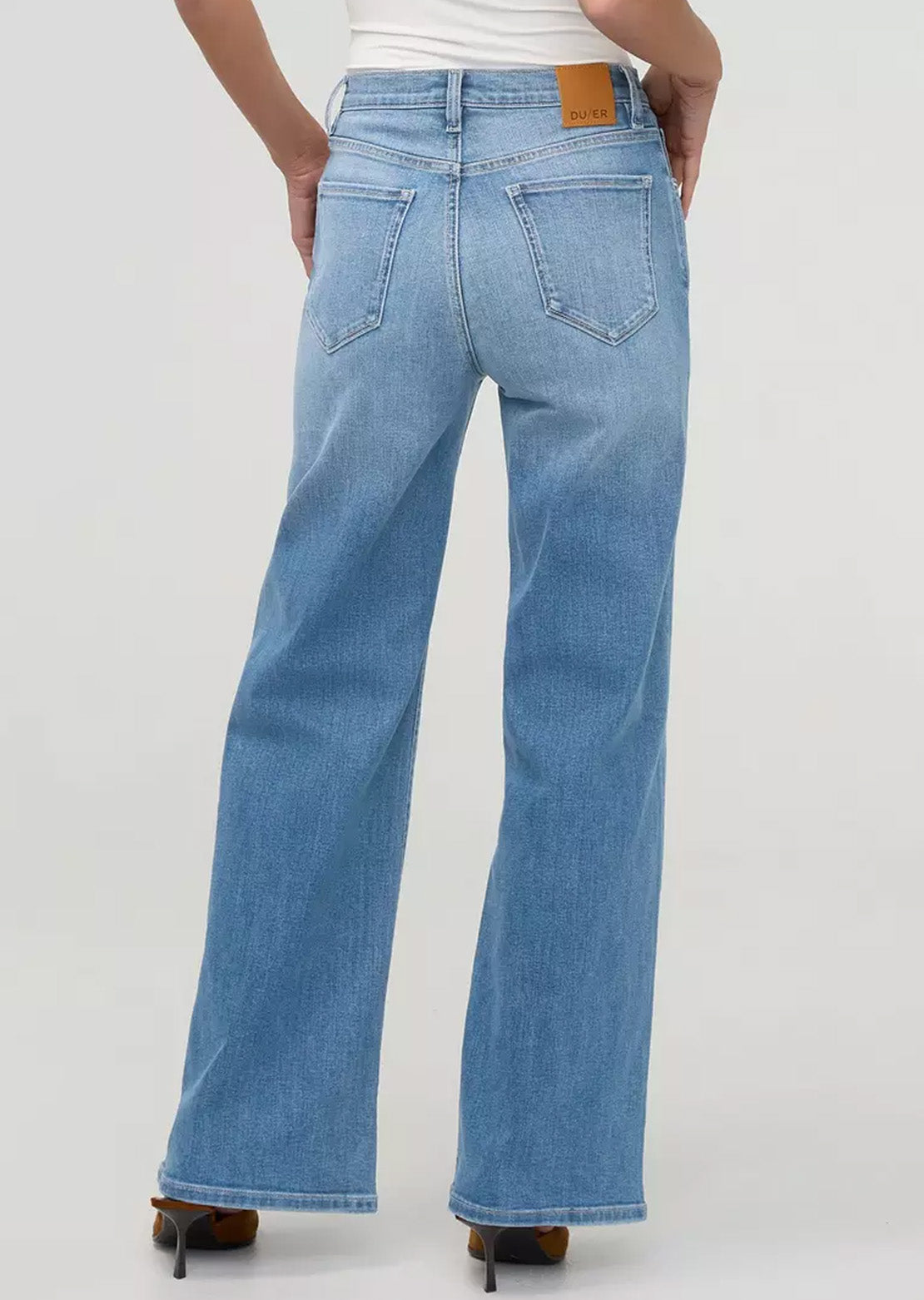 DUER Women's Performance Denim+ High Rise Wide Leg Pants Vintage Seaside