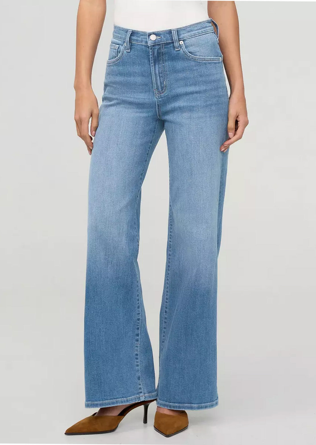 DUER Women's Performance Denim+ High Rise Wide Leg Pants Vintage Seaside