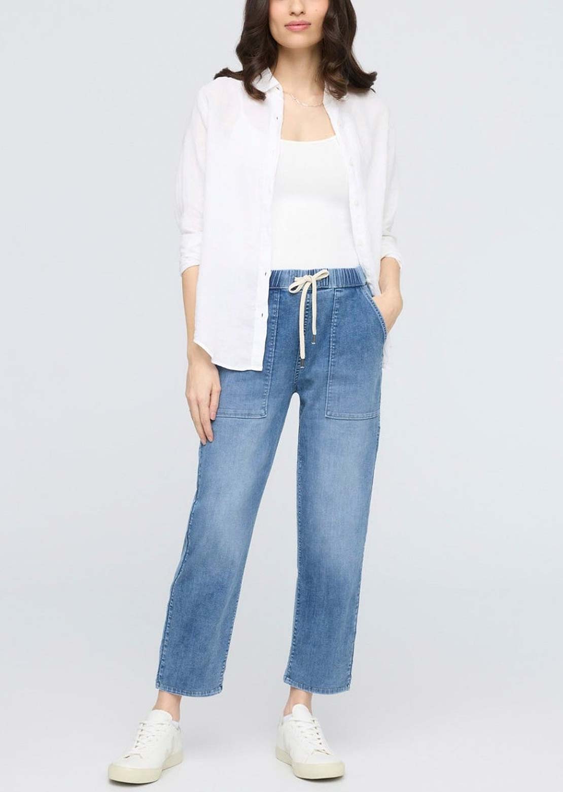 DUER Women's Performance Denim Lite Harbour Pants Light Stone