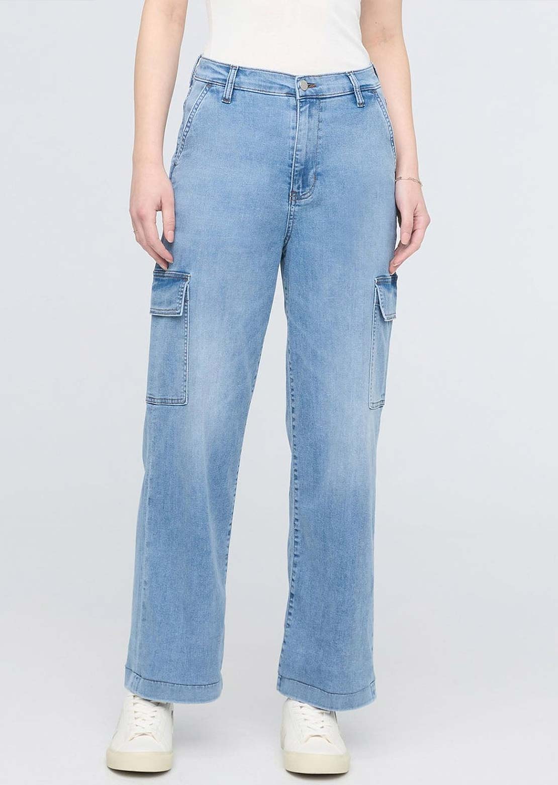 DUER Women's Performance Denim Lite High Rise Cargo Pants Pacific