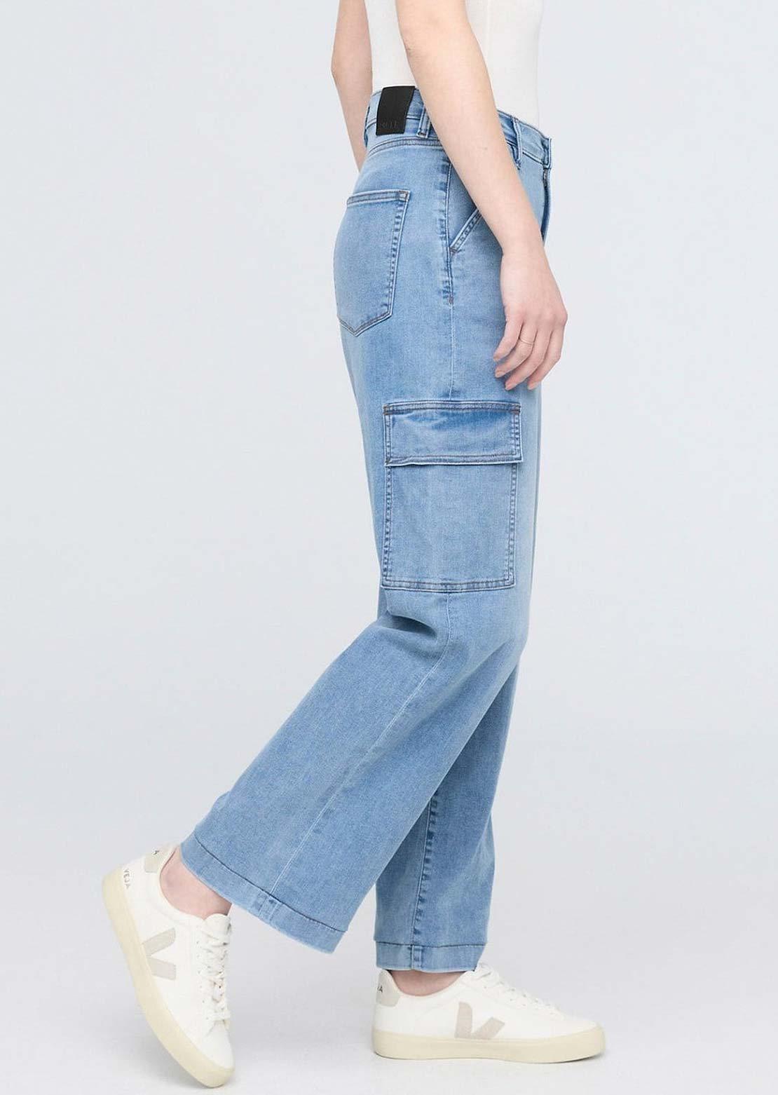 DUER Women's Performance Denim Lite High Rise Cargo Pants Pacific